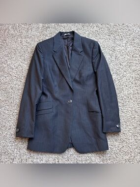 Vintage Istante Versace Women’s Blazer Size 34 Black Pinstripe Made Italy 90s